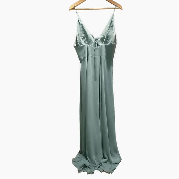 NEW Jenny Yoo Bryce Chiffon Backless Maxi Dress in Moss - Picture 9 of 9